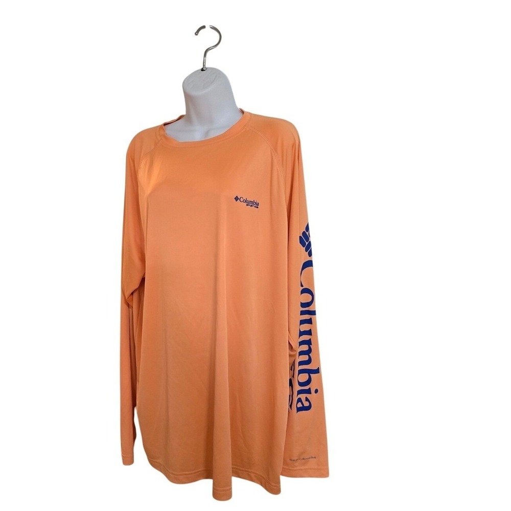 Columbia Sportswear Company Long Sleeve‎ Shirt Orange Columbia Logo XL TG /0374